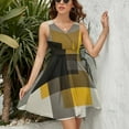 thumbnail image 3 of Beige And Black And Yellow Squares Sleeveless Dress Women Summer Evening Dresses Ladies Sundress, 3 of 7