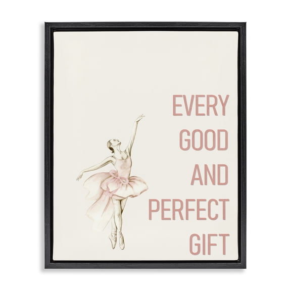 Good & Perfect Gift Ballerina Black Framed Floater Canvas Wall Art, design by Kim Allen