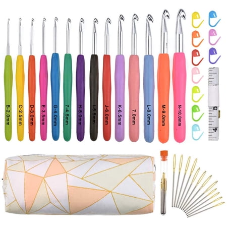 STAPIOWAL 36 Pack Crochet Hooks Set, 14 Pcs Full Size Ergonomic Crochet kit Soft Grip Handles Knitting Needles Kit with Case for Beginners Adults (2-10mm) (Orange)