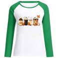thumbnail image 4 of Raeneomay Long Sleeve Shirts for Women Halloween Printed Colour Matching Round Neck Casual Tee Tops, 4 of 4
