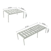 Adjustable Kitchen Cupboard Cabinet Shelf Storage Stackable Rack Organizer Gray 10.14 in