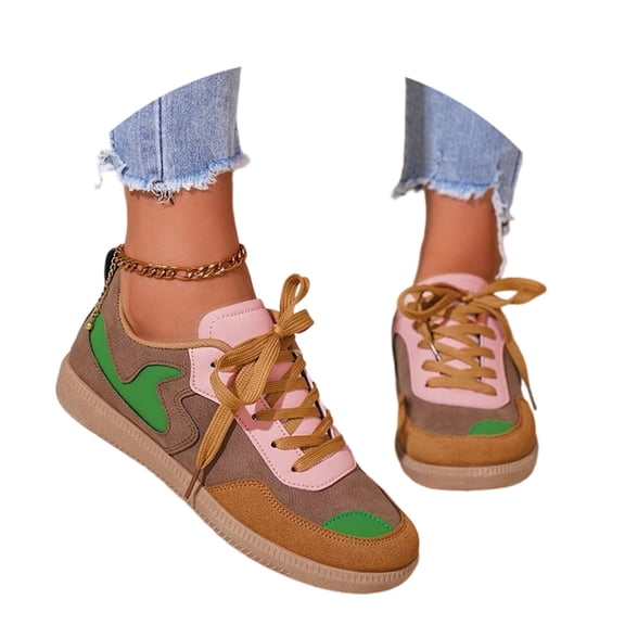 Womens Shoes Flats Sneakers Casual Fashion Color Print Platform Flats Shoes Soft Comfortable for Walking