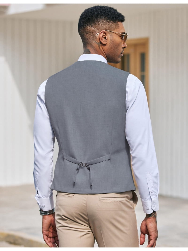 Coofandy, Men's Casual Business Suit Vest, L, Gray
