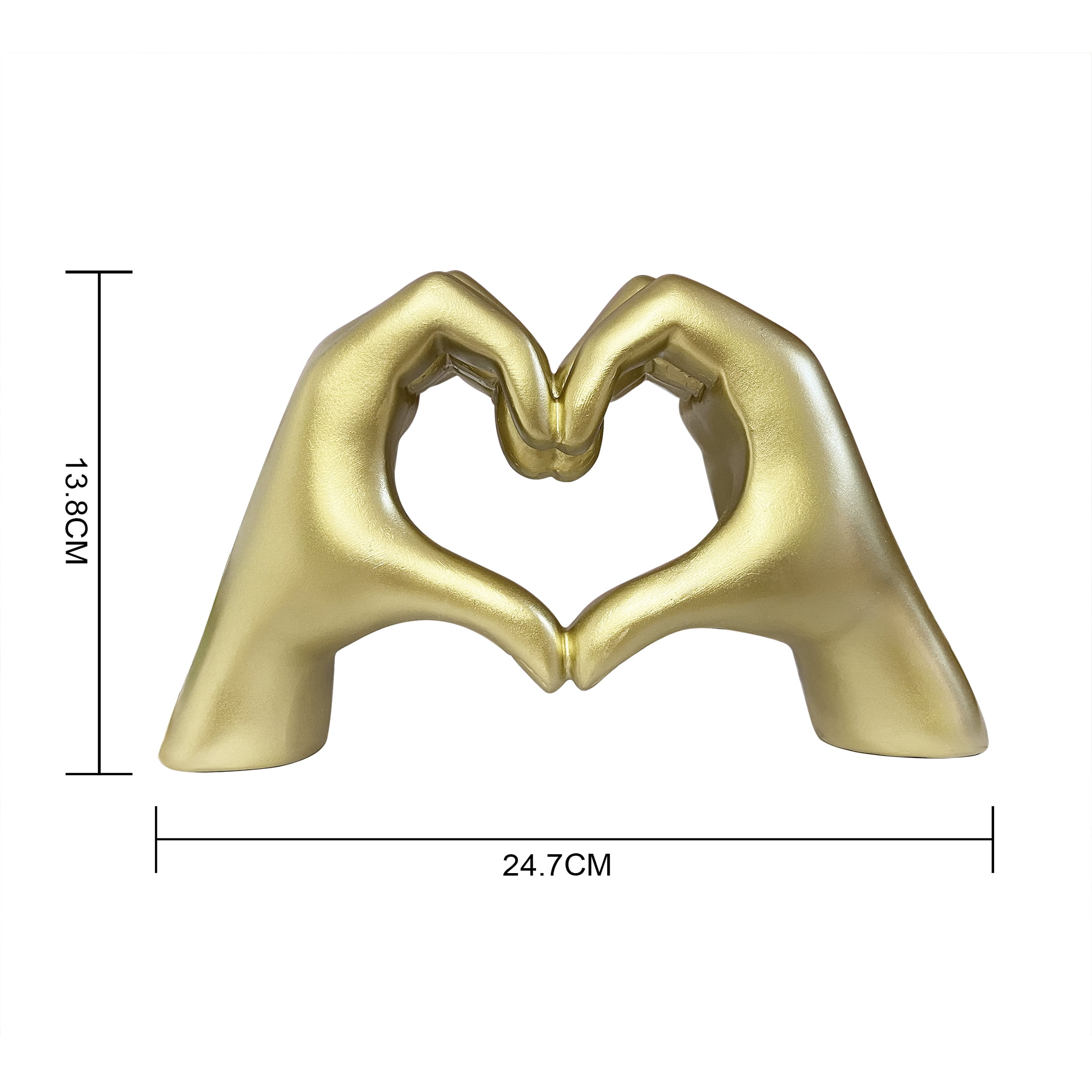 (4 pack) Mainstays Heart Hands 9” Home Decor Gold Resin Figurine