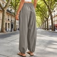 thumbnail image 5 of Nestiefly Womens Balloon Pants Trendy Casual Elastic Waist Wide Leg Harem Pants Baggy Pleated Lantern Trousers Light Gray S, 5 of 7