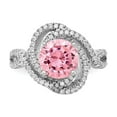 thumbnail image 5 of Cheryl M 925 Sterling Silver Rhodium-plated Round Pink Center & CZ Ring Size: 8; for Adults and Teens; for Women and Men, 5 of 5