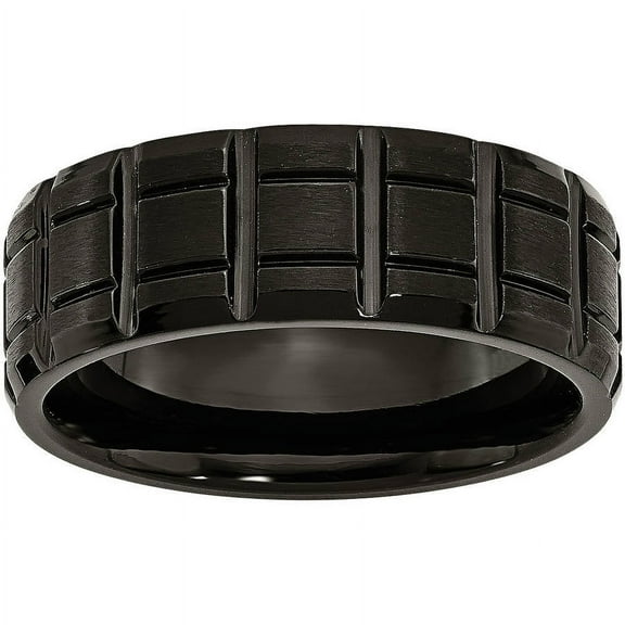 Titanium Notched Black IP-plated 8mm Brushed and Polished Band