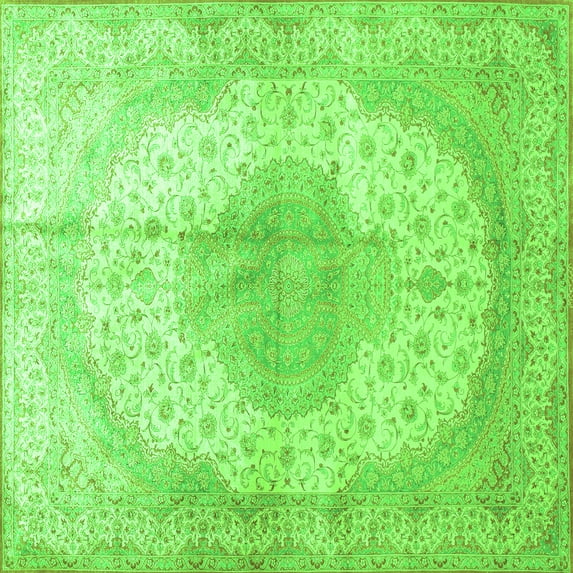 Ahgly Company Indoor Square Medallion Green Traditional Area Rugs, 5' Square