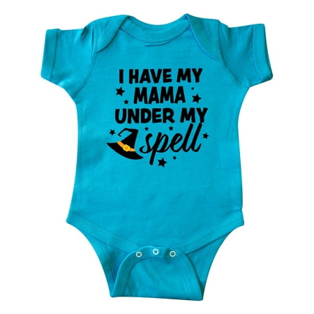 

Inktastic I Have My Mama Under My Spell with Cute Witch Hat Gift Baby Boy or Baby Girl Bodysuit