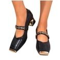 thumbnail image 6 of ZunFeo Black Womens Mary Jane Heels Chunky Block Heel Square Toe Closed Toe Strap Shoes Comfortable Non-Slip Sole Retro Platform US 5.5-8.5,Size 5.5, 6 of 9
