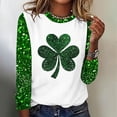 thumbnail image 2 of Staron Soldes de Liquidation Hauts pour Femmes Jour de la Saint-Patrick T-Shirts Trèfle Irlandais Col Rond Graphique Blouses Manches Longues Hauts Décontractés Chemises Douces Boho Tunique Ample Décontractée, 2 of 4