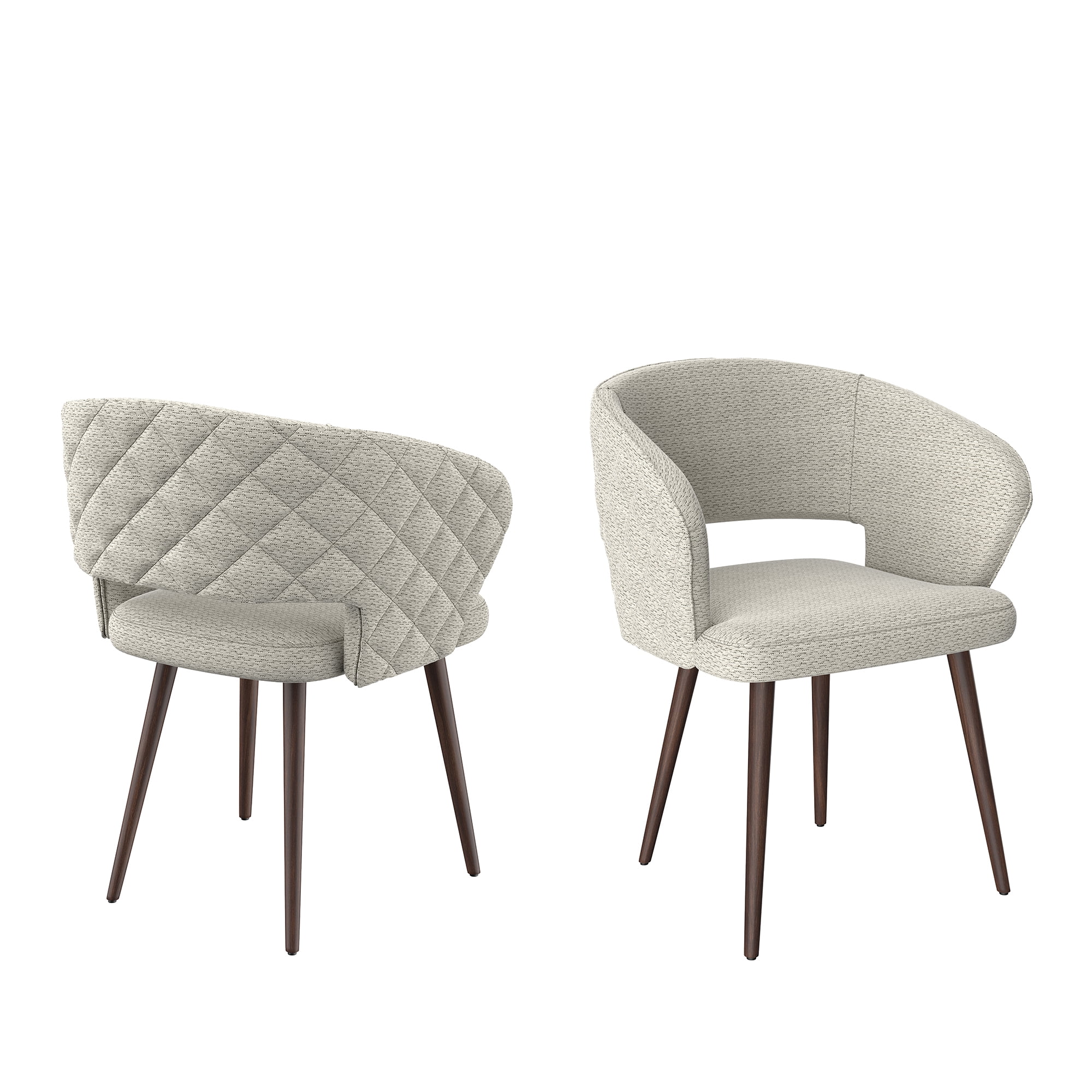 Ottomanson Palermos Mid Century Modern Easy Assembled Kitchen Dining Chair, Beige, Set of 2