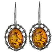Sterling Silver and Baltic Honey Amber Fish Hook Earrings "Lisa"
