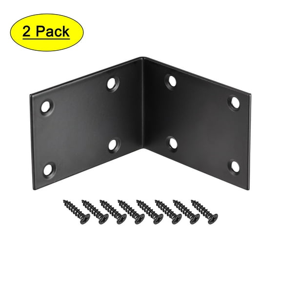 Uxcell L Shape 72x72x48mm Black Corner Brace Angle Bracket 2 Pack