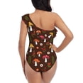 thumbnail image 5 of Sikiie Woodland Mushroom Print Women One Piece Swimsuits Tummy Control One Shoulder Bathing Suits Ruffle Swimwear, From S to XXL-Medium, 5 of 6