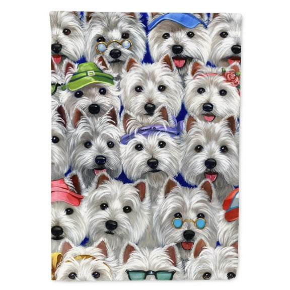 Carolines Treasures PPP3217CHF Westie Many Faces Flag Canvas House Size  Large multicolor