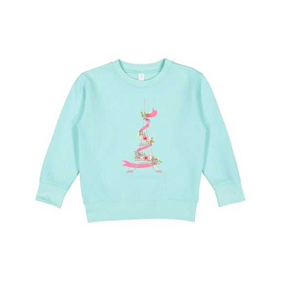 Inktastic Eiffel Tower in Paris with Flowers and Pink Banner Toddler Sweatshirt