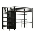 thumbnail image 5 of MODERNLUXE Twin Size Metal Loft Bed with Desk and Wardrobe, Storage Shelves and Staircase, Black, 5 of 12