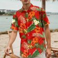 thumbnail image 5 of LTTVQM Men's Hawaiian Shirt Short Sleeve Tropical Casual Beach Button Down Pocket Shirts Floral Print Summer Vacation Stretch Lounge Tops Red 3XL, 5 of 5