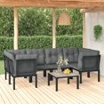 thumbnail image 1 of vidaXL 7 Piece Garden Lounge Set Black and Grey Poly Rattan, 1 of 5
