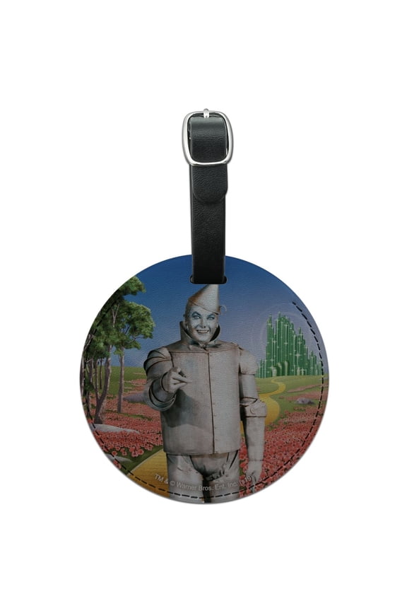 Wizard of Oz Tin Man Character Round Leather Luggage Card Suitcase Carry-On ID Tag