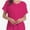 Hot Pink, variant on Women's Casual V-Neck T-Shirt - Short Sleeve Loose Fit Top with Side Split & Rolled Sleeve for Summer
