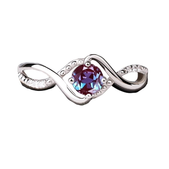 Sterling Silver Round Cut Alexandrite Gemstone Ring For Women