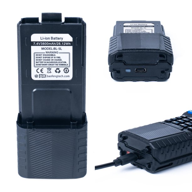 Paquete de baterías BTECH BL-5L 3800 mAh con carga USB-C de 3800 mAh