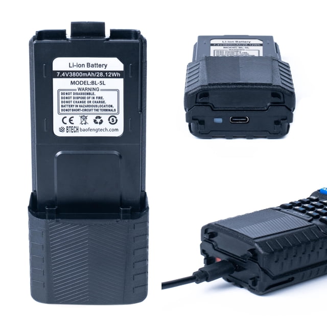 Paquete de baterías BTECH BL-5L 3800 mAh con carga USB-C de 3800 mAh