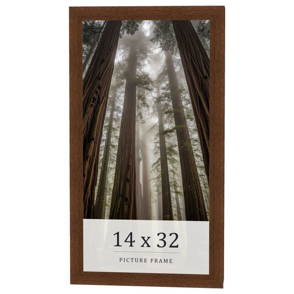 14x32 Brown Real Wood Picture Frame Width 1.25 inches | Interior Frame Depth 0.5 inches | Galvin