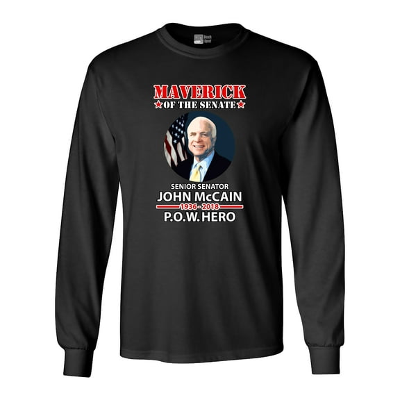 Long Sleeve Adult T-Shirt Maverick Of The Senate John McCain POW Hero DT