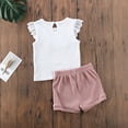 thumbnail image 3 of Odeerbi Baby Girls Boys Clothes Baby Outfits Shirts Sets Toddler Kids Solid Lace T shirt Tops+ Knit Shorts Set, 3 of 8
