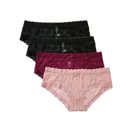 

Anwell Women s Plus Size Floral Mesh Hipster Panties Assorted Underwear 4-Pack
