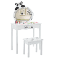 thumbnail image 5 of Hassch 23.6" Small Makeup Vanity Desk with Lighted Detachable Mirror, Mini Dressing Table with Stool and Drawer for Bedroom, White & Black, 5 of 7