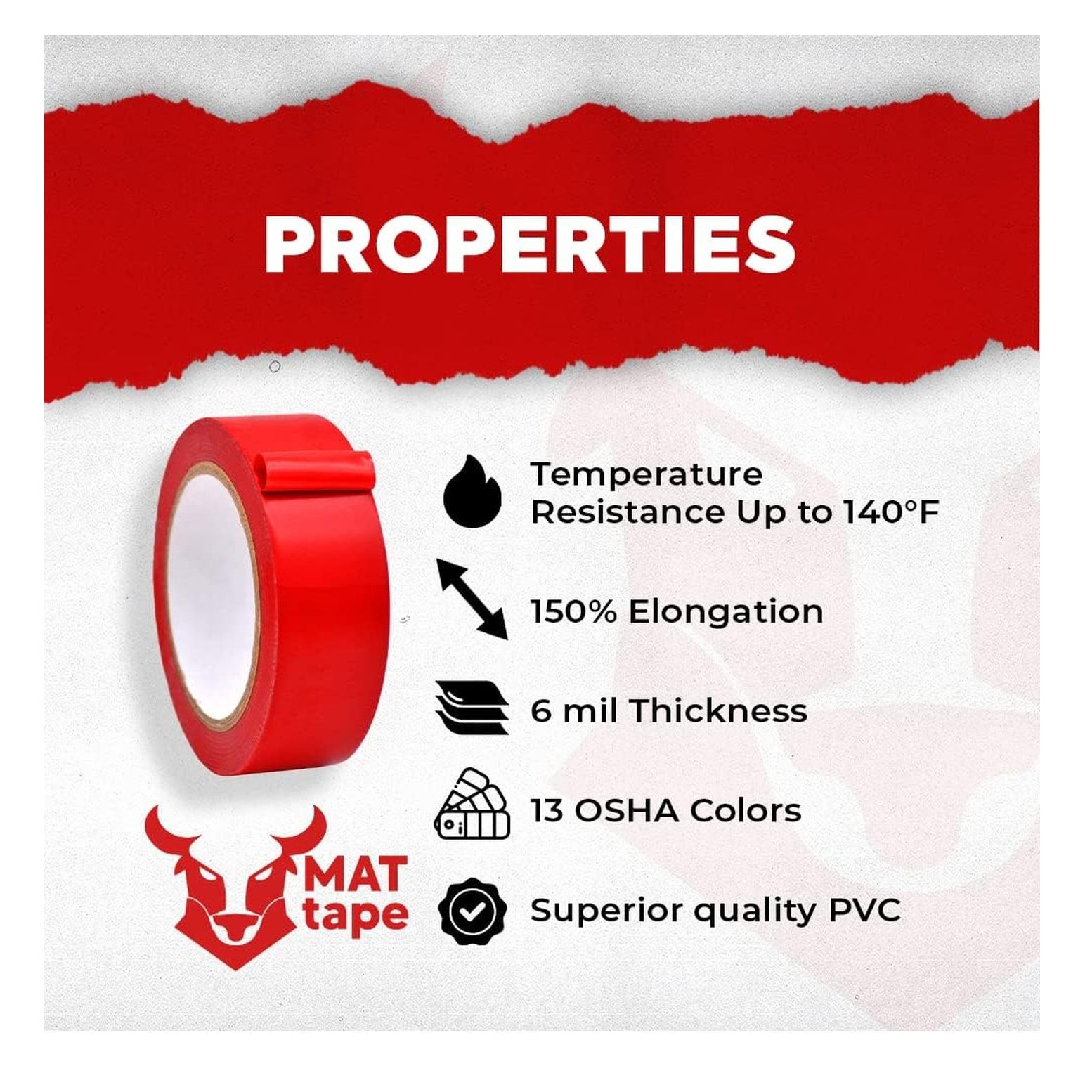 MAT Vinyl Marking Tape Brown - 6 inch x 36 yds. for Safety Floor Marking (School Gym, Restaurants, Warehouse), Dance Floor Splicing, Pinstriping Cars & Boats