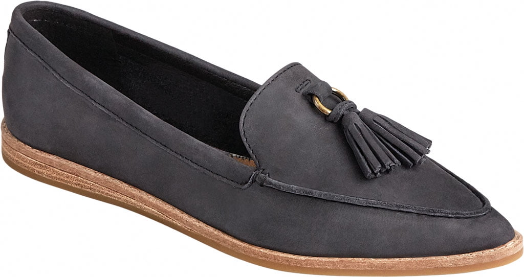 Elegant Womens Casual Faux Suede Black Moccasin Loafers with Bow J.J
