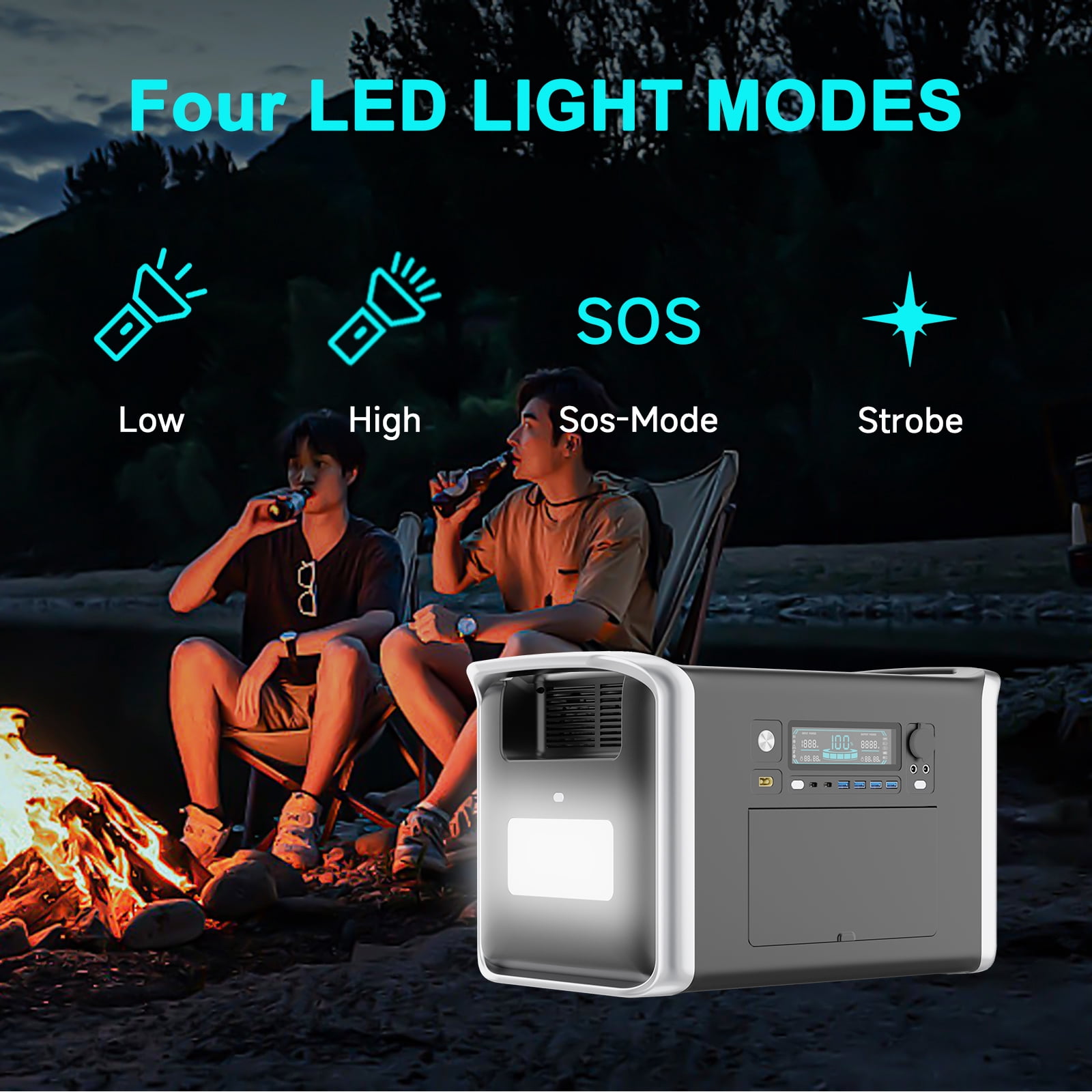 Ctolity 2400W Portable Power Station 2048Wh 640000mAh Outdoor Solar Generator for Camping