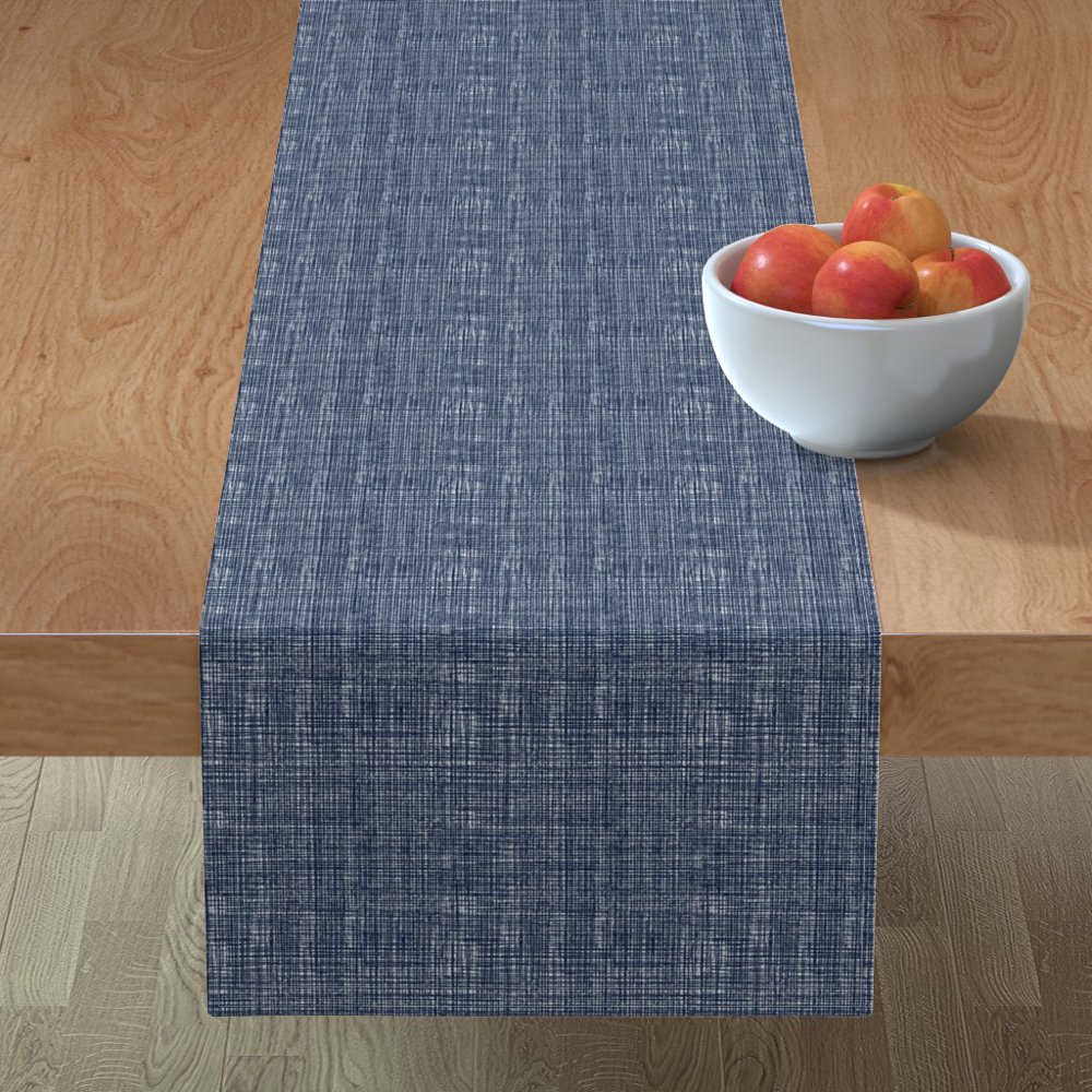 Table Runner Texture Woven Navy Indigo Tropical Grasscloth Cotton