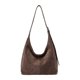 thumbnail image 2 of Bolso tipo hobo multiusos de gamuza sintética para uso diario, fines de semana y trabajo en la oficina. Café, 2 of 9