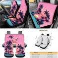 thumbnail image 3 of HUISEFOR 15 Pcs Sunset Palm Tree Car Seat Covers Full Set for Women Men Including Steering Wheel Cover Belt Cover Rear View Mirror Cover Garbage Can Air Vent Storage Bag Keychain Car Trash Can, 3 of 7