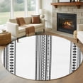 thumbnail image 2 of White Boho Large Area Rugs for Bedroom Living Room, Soft Non Slip Carpet Bedside Rug, Farmhouse Simple Abstract Striped Geometric Round Floor Cover Kitchen Accent Rug 5' for Dining Room/Office, 2 of 9