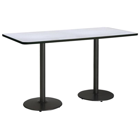 Pemberly Row 42" x 84" Round Black Base Bistro Height Conference Table in Grey