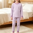 thumbnail image 3 of TIREOW Girls and Boys Thermal Underwear 2 Piece Set Vertical Stripe Crewneck Long Sleeve Top and Matching Pants Loungewear Sleepwear Set, 3 of 3