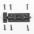 thumbnail image 3 of Renovators Supply Black Slide Bolt Door Latch 3 7/8" L Wrought Iron Metal Surface Sliding Bolts w/Catch for Cabinet Doors Rust Resistant Security Locks w/Hardware Pack of 4, 3 of 9