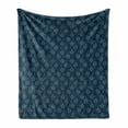 thumbnail image 1 of Floral Soft Flannel Fleece Blanket, Abstract Design Flower Petals with Oriental Inspiration Repeating Pattern, Cozy Plush for Indoor and Outdoor Use, 50" x 70", Night Blue Multicolor, by Ambesonne, 1 of 5