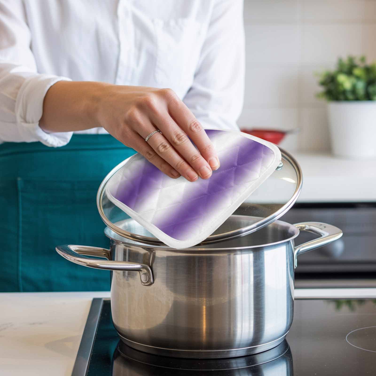 Purple White Ombre Pot Holders for Kitchen Heatproof Potholder, 5 Pack Modern Abstract Art Farmhouse Gradient Hot Pads Multipurpose Oven Pads Cloth Potholders Trivet for Cooking Baking