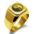 thumbnail image 1 of Stainless Steel Sun & Moon Yin Yang Engraved Square Flat Top Biker Style Polished Signet Ring, 1 of 1