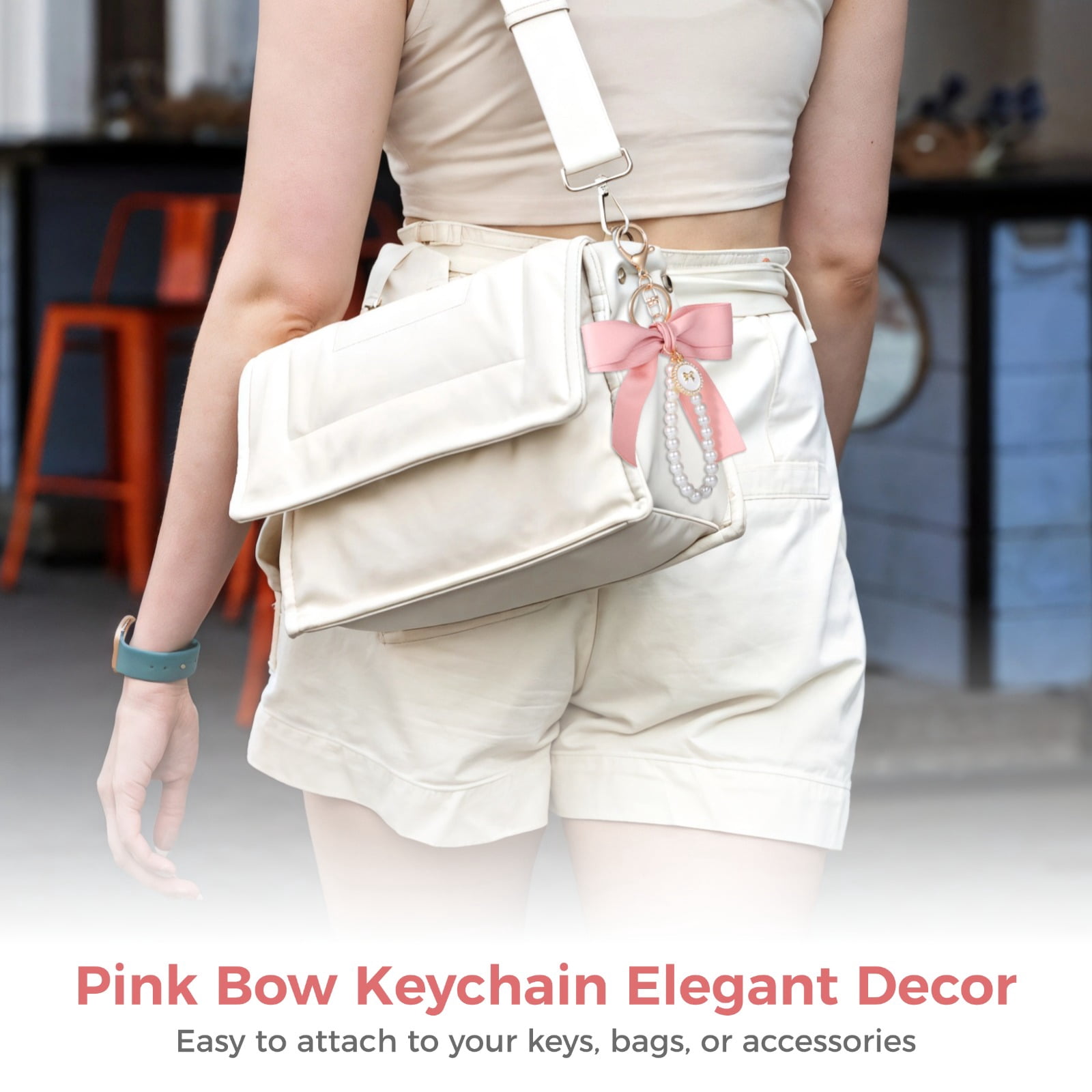 12 PCS Pink Bow Keychains, Coquette Keychains with Pearl Decoration, Cheer Bow Keychains, Pink Fabric Bow Zinc Alloy Keychain Bulk for Bags, Keys, Accessories