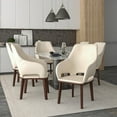 thumbnail image 3 of LeisureMod Dining Chair Upholstered in Leather with Rubberwood Base and Legs Padded Seat and Back for Modern Home, Kitchen, Cafes, Office Vivara Collection, 3 of 12