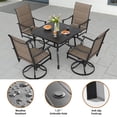 thumbnail image 2 of MAYEERTY 5-Piece Patio Dining Set:1 Black Square Table with 1.57" Umbrella Hole & 4 Brown Swivel Paded Textilene Chairs, 2 of 6